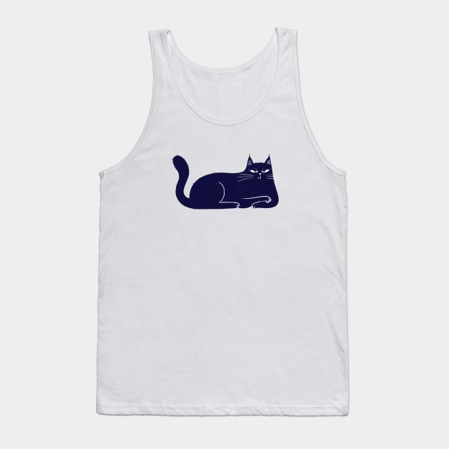 Moody blue cat annoyed mood - facing right Tank Top by iulistration